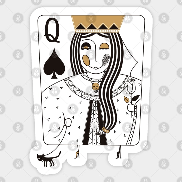 Queen of Spades playing card. Black ledy .Valentines day Sticker by Go go